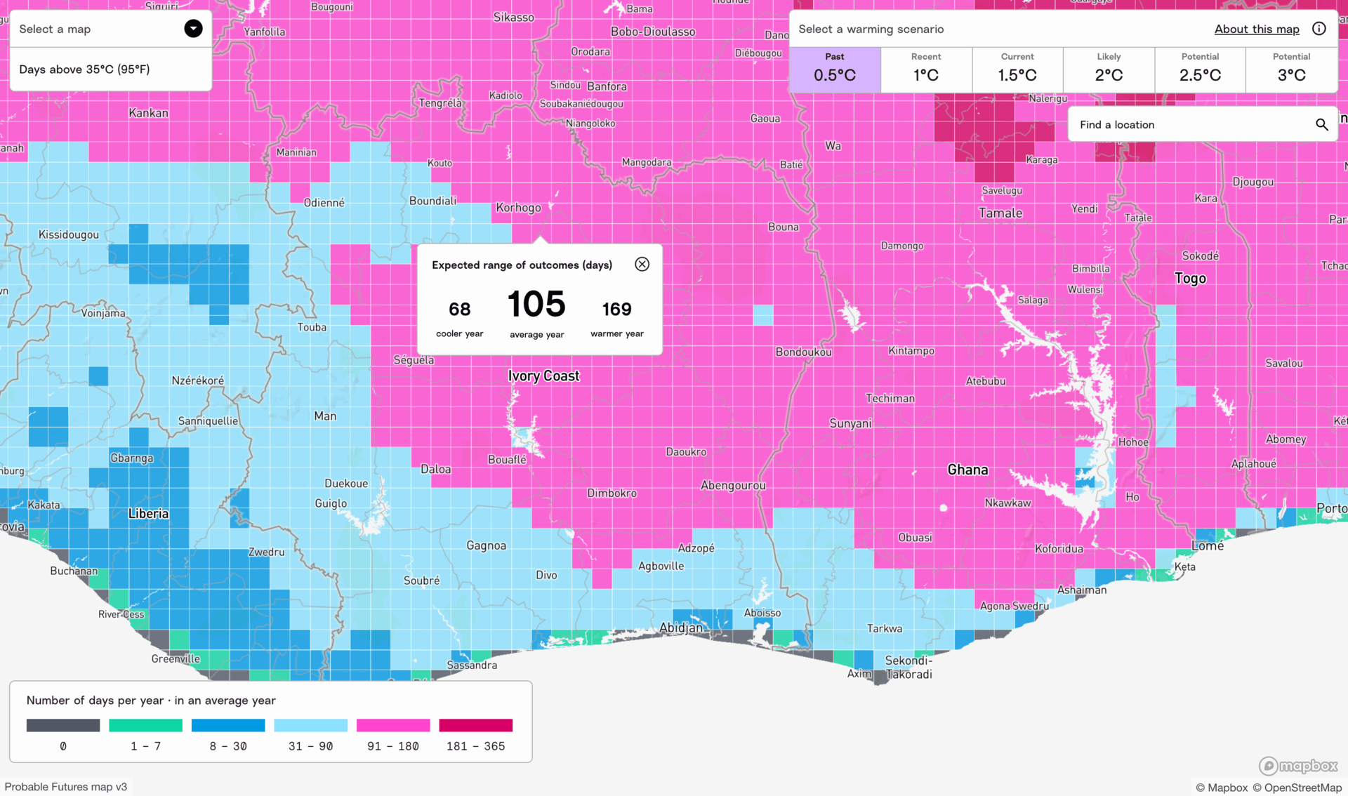 probable futures climate map